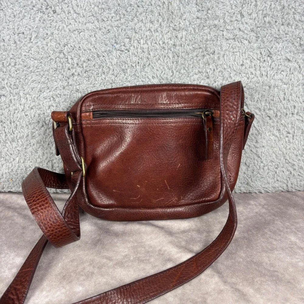 Duluth Trading Co Crossbody Bag Womens Small Brown Leather Pebbled Organizer